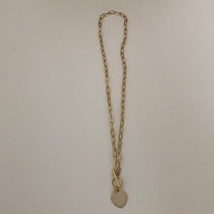 Paper Clip Chain Heart Charm gold necklace
